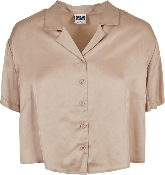 Urban Classics Damen Ladies Viscose Satin Resort Shirt Softtaupe