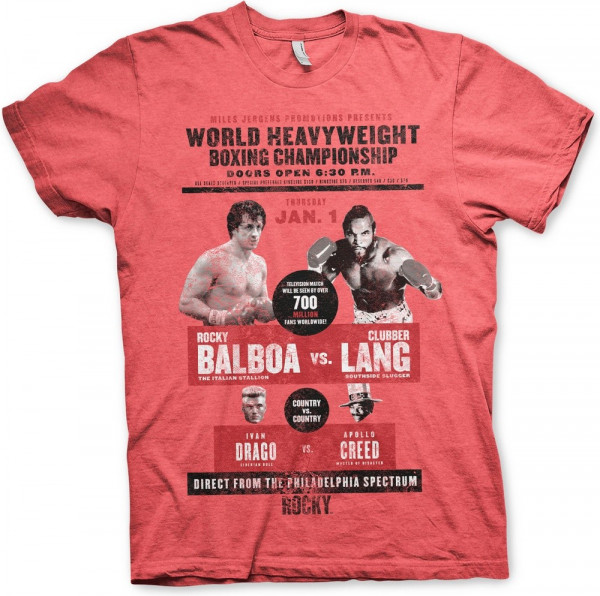 Rocky World Heavyweight Poster T-Shirt Red-Heather