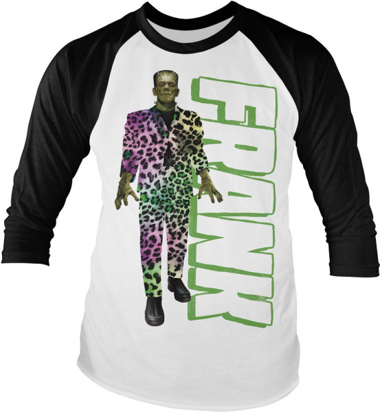 Universal Monsters Fresh Frank In Suit Baseball Long Sleeve Tee Longsleeve White-Black