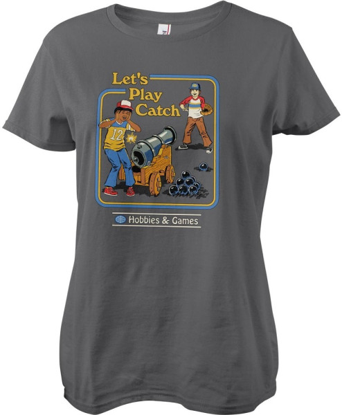 Steven Rhodes Let'S Play Catch Girly Tee Damen T-Shirt Darkgrey
