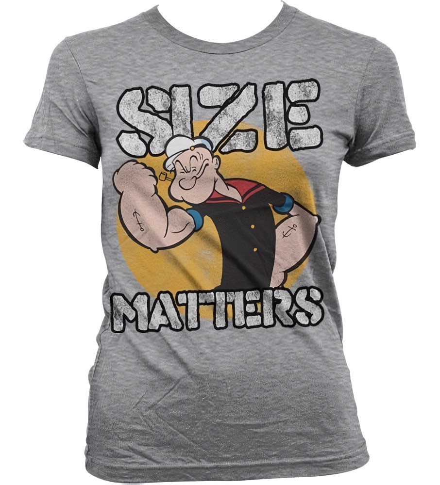 Popeye Size Matters Girly T-Shirt Damen Heather-Grau - Damen