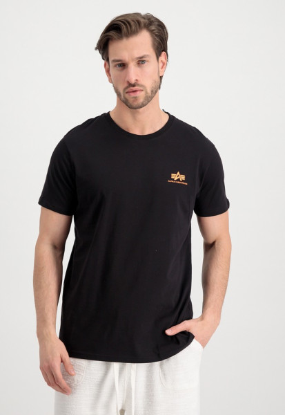 Alpha Industries T-Shirt Basic T Small Logo Neon Print Black/Neon Orange