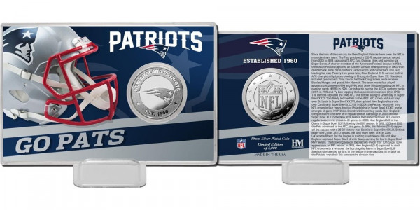 New England Patriots Team History Silver Coin Card American Football NFL Silber