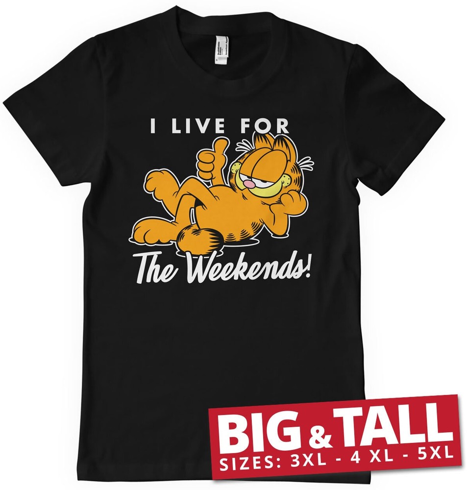 Garfield Live For The Weekend Big & Tall T-Shirt Schwarz - Herren / Unisex