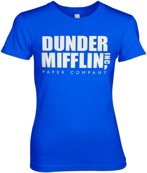 The Office Dunder Mifflin Inc. Logo Girly Tee Damen T-Shirt Blue