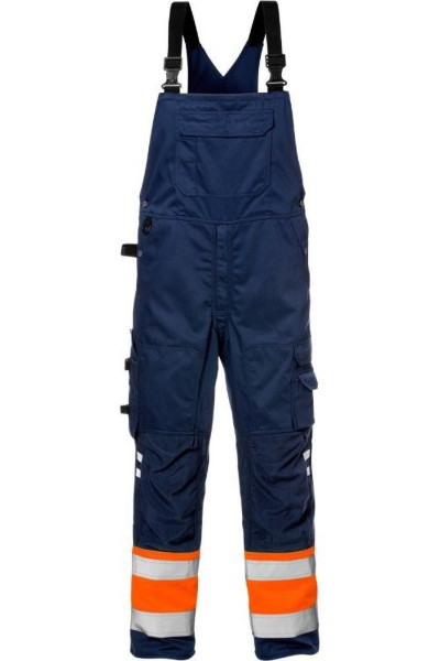 Fristads High Vis Latzhose Kl. 1 1025 PLU Warnschutz-Orange/Marine