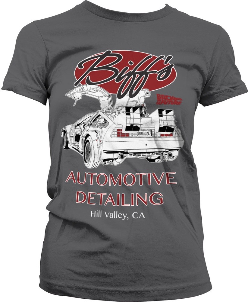 Back to the Future Biff's Automotive Detailing Girly Tee Damen T-Shirt Dark-Grau - Damen