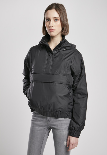 Urban Classics Women Light Jacket Ladies Panel Padded Pull Over Jacket Black