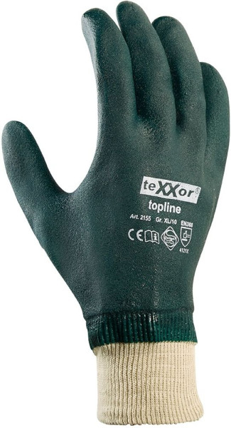 teXXor Pvc-Handschuhe Grün Mit Strickbund (12 Paar) 2155