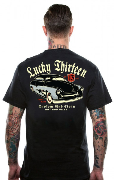 Lucky 13 T-Shirt Custom Clean Black