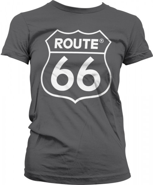 Route 66 Logo Girly Tee Damen T-Shirt Dark-Grey