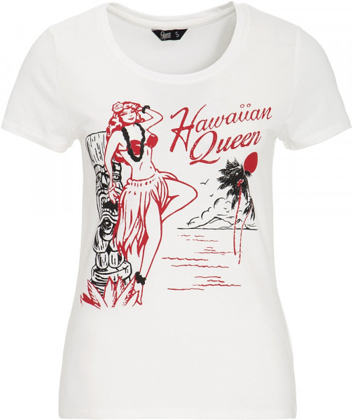 Queen Kerosin Kurzarm Shirt mit femininem Front-Print QK4195357004 Offwhite