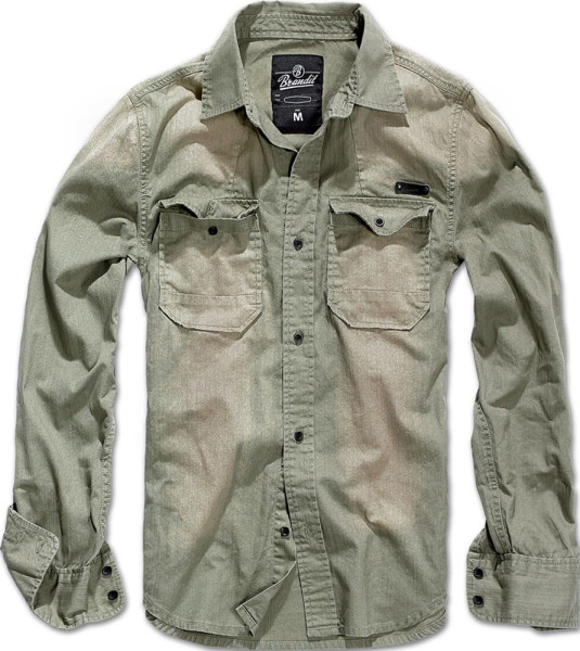 Brandit Hemd Denimshirt Hardee in Olive-Grey