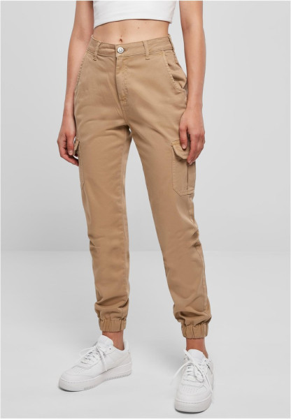 Urban Classics Damen Hose Ladies High Waist Cargo Pants Unionbeige